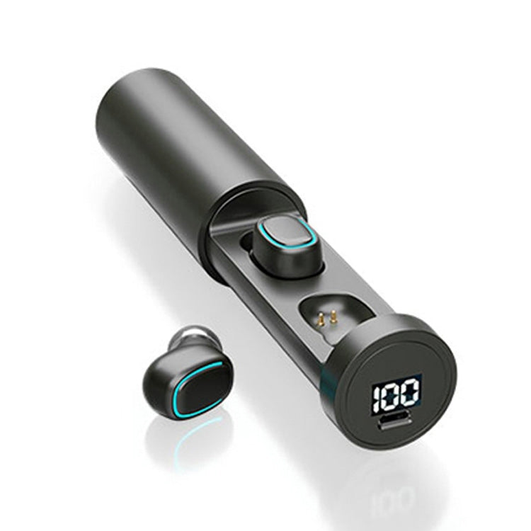 Écouteurs Bluetooth sans fil C1 Bluetooth 5.0 TWS à affichage numérique tactile avec boîtier de chargement, cheminée circulaire
